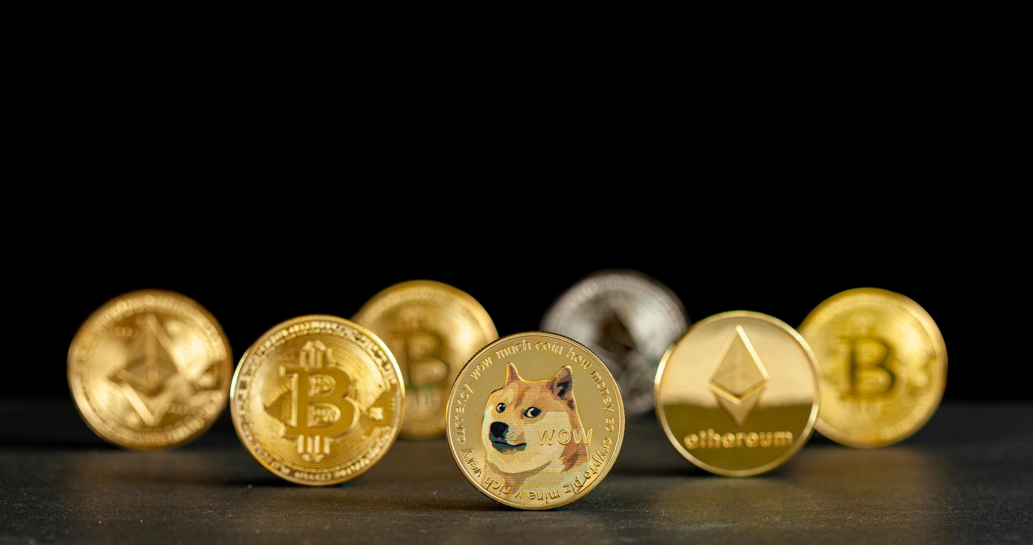 Cryptocurrency Coins Closeup